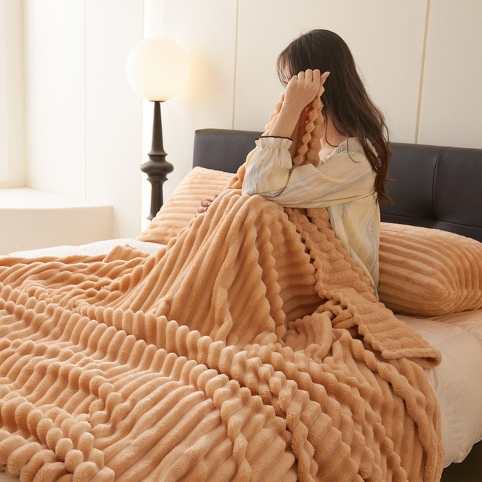 CozyLoomy Luxury Ribbed Fleece Blanket