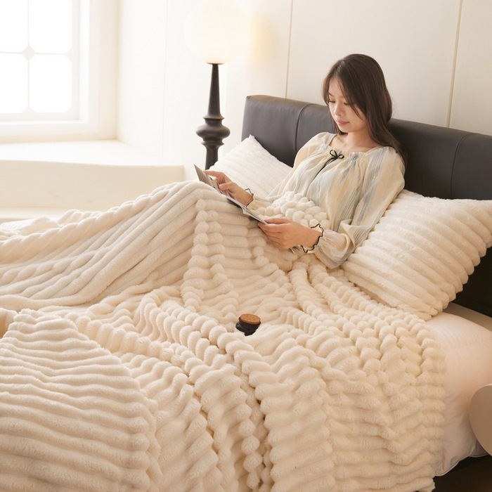 CozyLoomy Luxury Ribbed Fleece Blanket